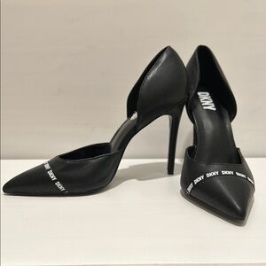 DKNY Rosetta D’Orsay Leather Logo Pumps